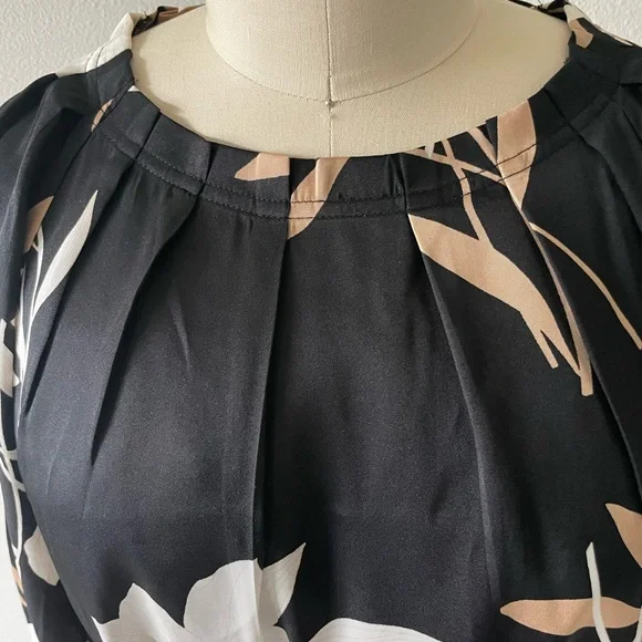 Ann Taylor Pleated Black Floral Dress - Picture 7 of 11